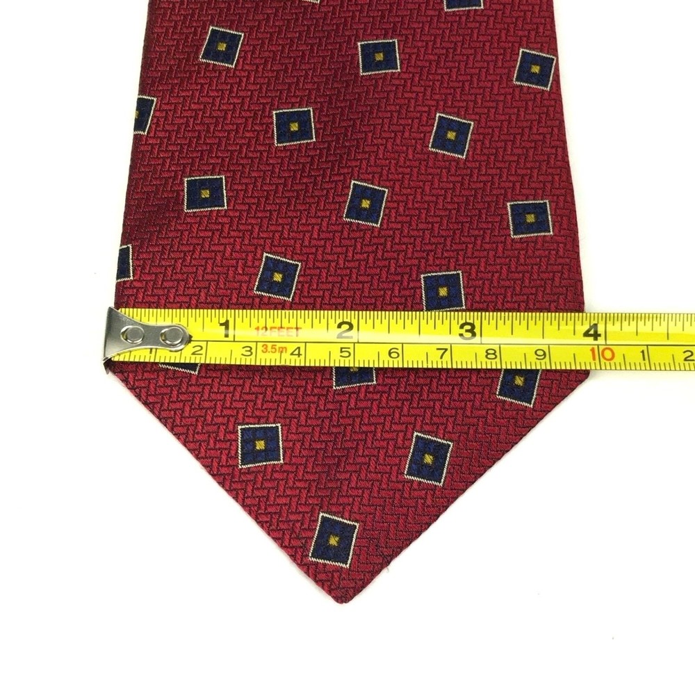 Corporate JOS A BANK Red Geometric Blue Yellow Squares Necktie Hand Sewn Tie - Picture 8 of 8